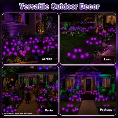 EEW Solar Halloween Decorations Outdoor 6 Pack 36 LED Eyeball Lights Purple - Image 2