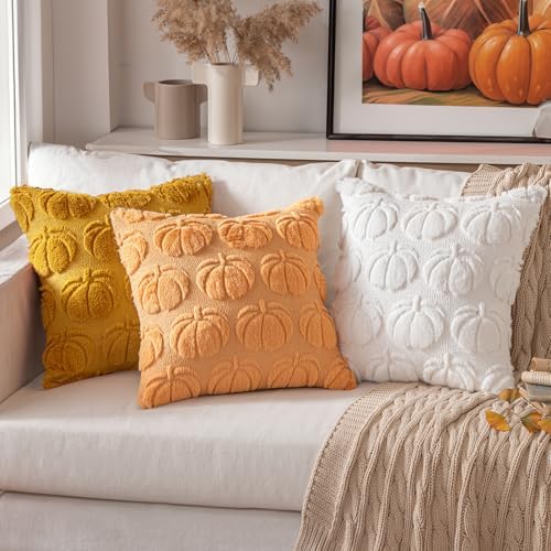 MIULEE Fall Pillow Covers Pumpkin Fall Decor 22x22 Pure White - Image 3