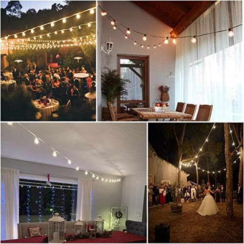 Outdoor Globe String Lights White - G40 Outdoor Lights Patio String Lights Linkable Waterproof with 14 Shatterproof Clear Bulbs(2 Extra) for Wedding Party Pergola Gazebo Lights - Image 6