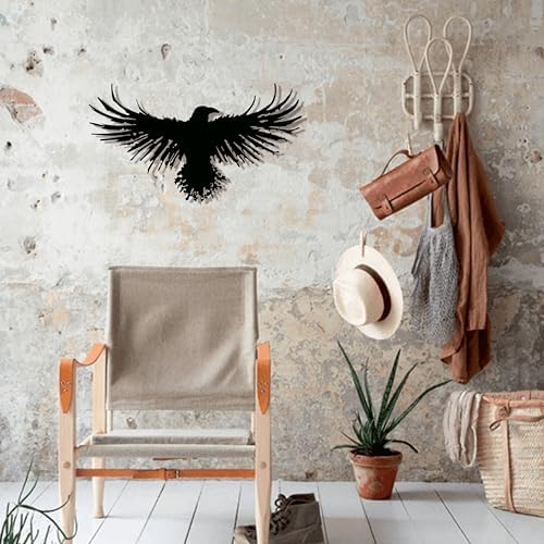 Metal Raven Wall Art, 3D Viking Crow Decor for Gothic Home, Black Outdoor - Image 5