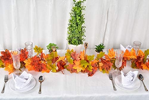 DearHouse 2 Pack Fall Garland Maple Leaf, 5.9Ft/Piece Hanging Vine Garland Artificial Autumn Foliage Garland Thanksgiving Decor for Home Wedding Fireplace Party Christmas (Green) - Image 6