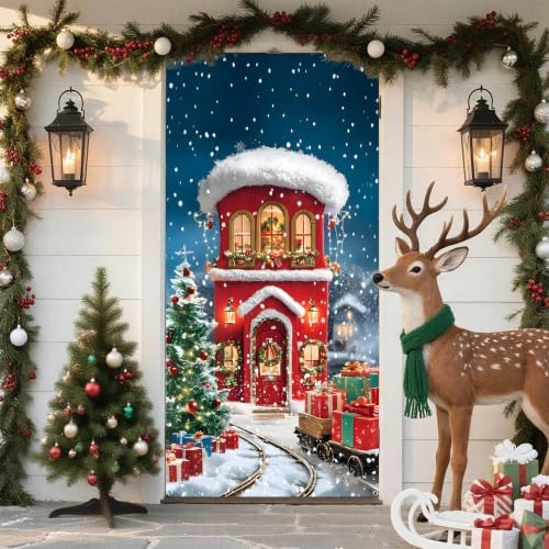 Front Door Covers Decorative, Spring Flower Design Door Curtain 70.8 x 35.4 Inch for Porch Outdoor Indoor Home Decor (XmasCottage) - Image 4