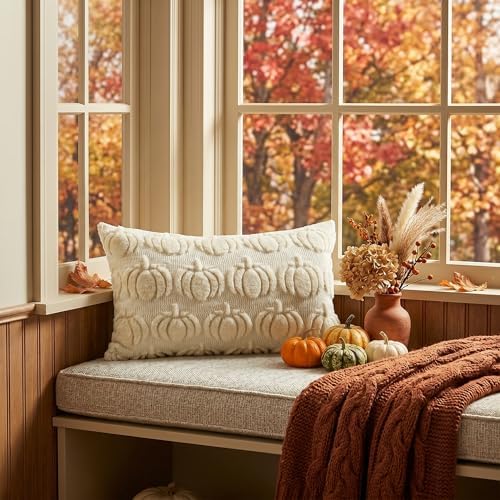 AVOIN colorlife Beige Fall Pumpkin Throw Pillow Covers 12x20 Inch - Image 3