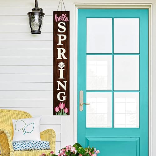 Hello Spring Wooden Porch Sign 47" Tulip Large Welcome Sign Vertical Indoor Outdoor Standing Sign For Garden Home Yard Farmhouse - Image 5