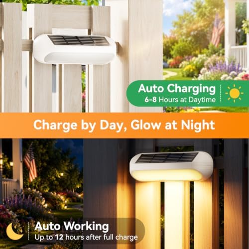 AHAORIGIN Outdoor Solar Lights for Outside, 10 Pack Bright Solar Fence Lights with Multi-Color Changing & Warm White Mode, Upgraded Solar Step Lights Outdoor Waterproof for Garden Deck Post Stair Wall - Image 2