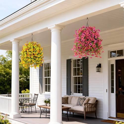 Artificial Flowers for Outdoor Faux Hanging Plants Spring Outside Decor - Image 6