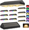 Solar Fence Lights Outdoor, 9 Modes ＆ 8 Fixed Color Changing Fence Lights Solar Powered, IP65 Waterproof, 3 LED Deck Lighting for Patio, Railing, Pool, Porch, Backyard, Wall Decor, 12 Packs by Soiarllt