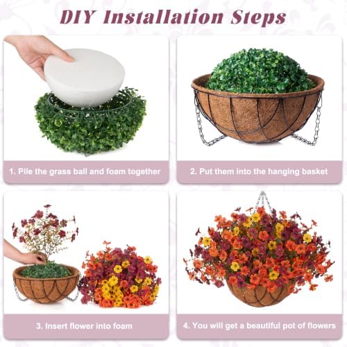 Fake Mums Artificial Fall Flowers Hanging Baskets Outdoors for Decoration - Image 6