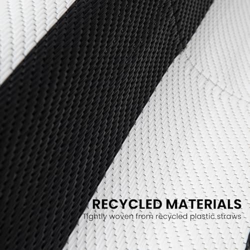 Outdoor Rug 6 x9 ft, Plastic Rug for Patio, Black & White - Image 4
