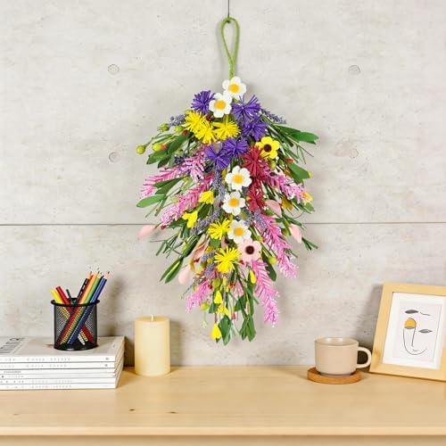4Pcs Artificial Spring Swag Wreaths – 23.6" Teardrop Floral Swags - Image 4