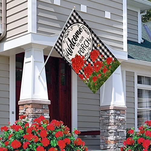 Home Decorative Welcome to Our Porch Geranium Spring Summer House - Image 4