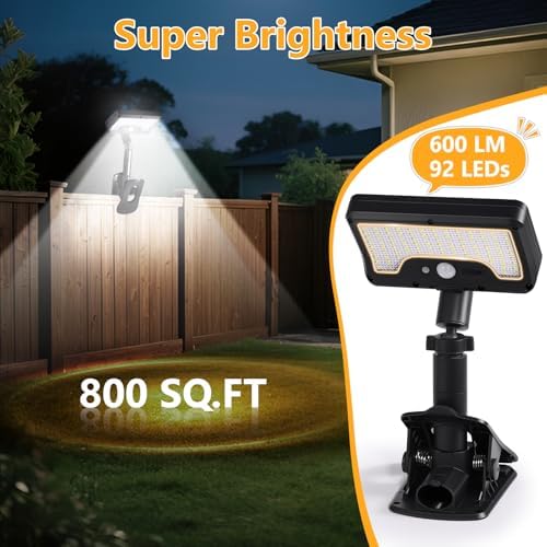 Clip On Solar Motion Lights Outdoor,360°Rotatable Fence Lights(4Pack,6000K) - Image 3