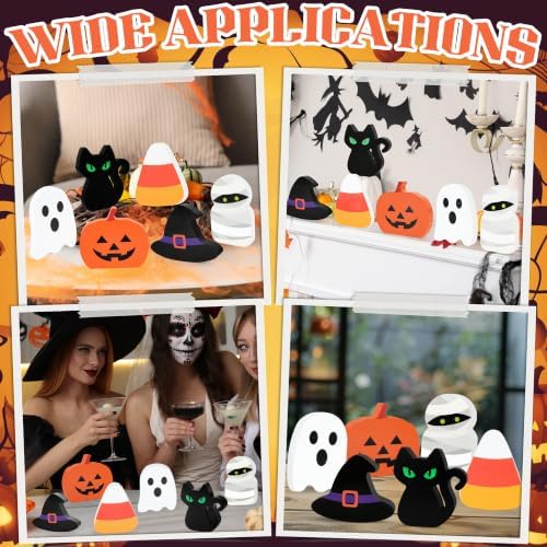 Halloween Decor, 6 Pcs Wooden Halloween Decorations for Home Table Sign - Image 4