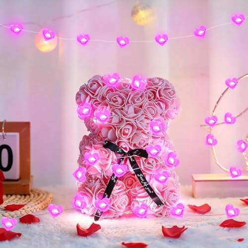 Pink Heart Fairy Lights Battery Operated 10FT 30LED Valentines String Light - Image 7