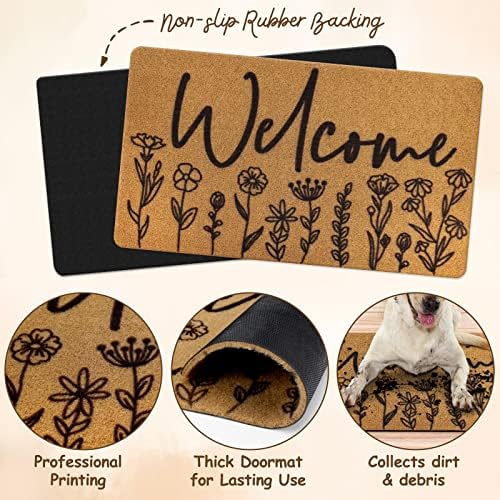 CiyvoLyeen Wildflower Welcome Door Mat, Flower Coir Doormat Spring Boho Decor with Non-Slip Backing Indoor Outdoor Home Entrance Floor Funny Porch Rug Housewarming Gift 29.5×17 Inches - Image 3