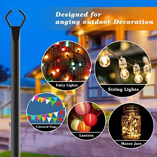 Mutovlin 10 Pack String Light Poles,10 Ft Light Poles for Outside String Lights,Outdoor Lights Pole with Fork,Metal Poles Stand for Patio Deck Backyard - Image 2