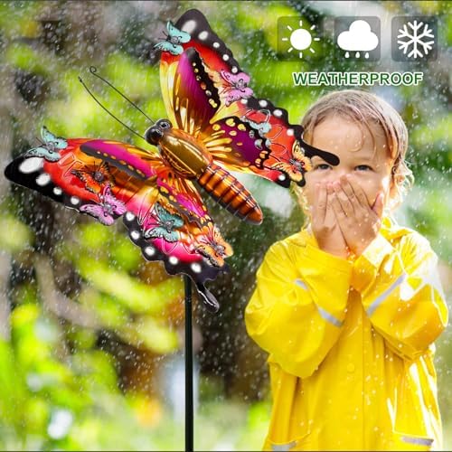 Solar Butterfly Lights Outdoor, Large 41" Metal Garden Decor Outdoor Lights - Image 3