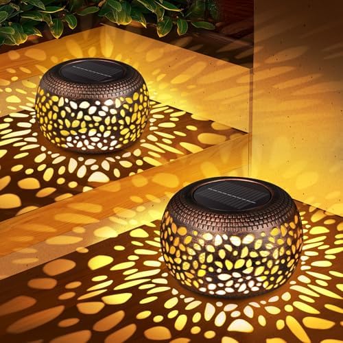 Solar Lanterns Outdoor Waterproof: 2 Pack Red Copper Metal Garden Lights - Image 7