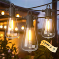 Kawaya Outdoor Lights String LED Patio Lights: 150FT Waterproof Commercial Grade Vintage String Lights for Outside - 72+3 Shatterproof ST38 Edison Bulbs for Porch Bistro Backyard Cafe (75FTx2) by KAWAYA