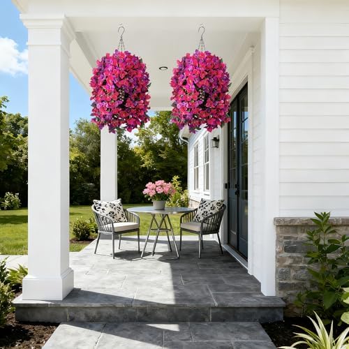 Bougainvillea Artificial Hanging Fake Flowers with Basket for Outdoors Decoration, Faux Silk Flowers UV Resistant Fake Plants Long Vines Realistic for Outside Front Door Porch Patio, Fuchsia Hotpink - Image 7