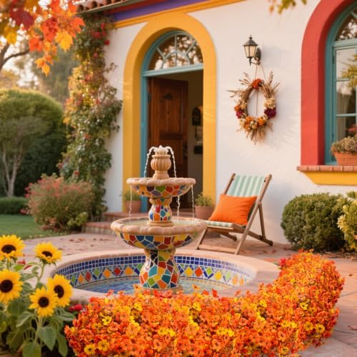 16 Bundles UV Resistant Artificial Fall Flowers Faux Mums for Outdoors - Image 7