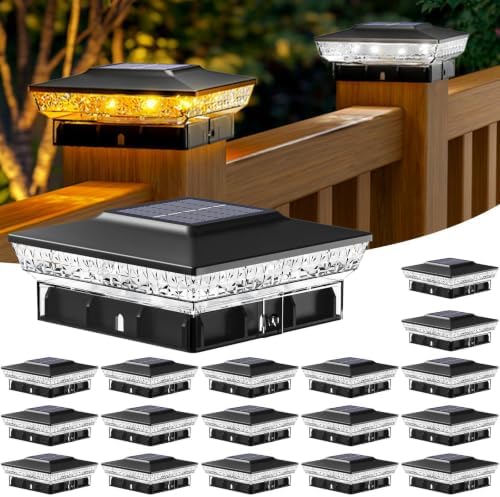 btfarm Solar Post Cap Lights, 2 Colors Modes, Fit 4x4 3.5x3.5 Wooden/Vinyl by btfarmdecorativelighting