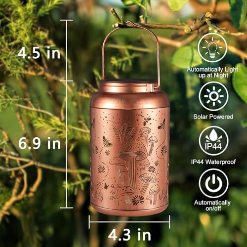 2 Pack Solar Lanterns Outdoor Waterproof Mushroom Garden Decor - Image 5
