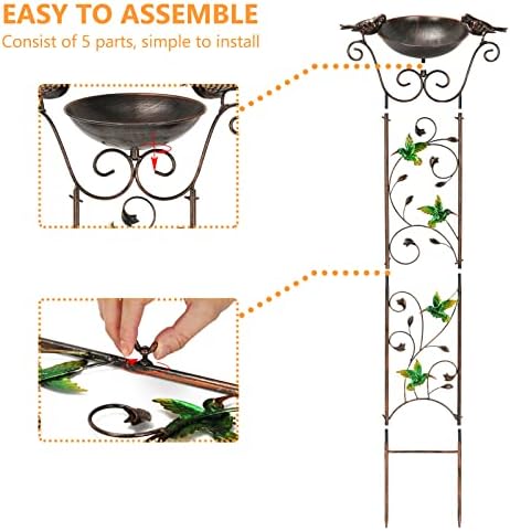 SUNNYPARK 43.5 Inch Metal Bird Bath Bowl with Garden Trellis Outdoor - Image 3