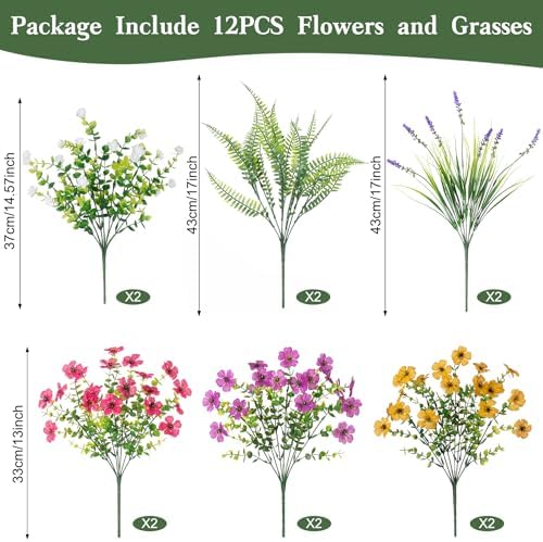 12 Bundles Fake Artificial Flowers Faux Plants for Spring Summer Decoration - Image 3