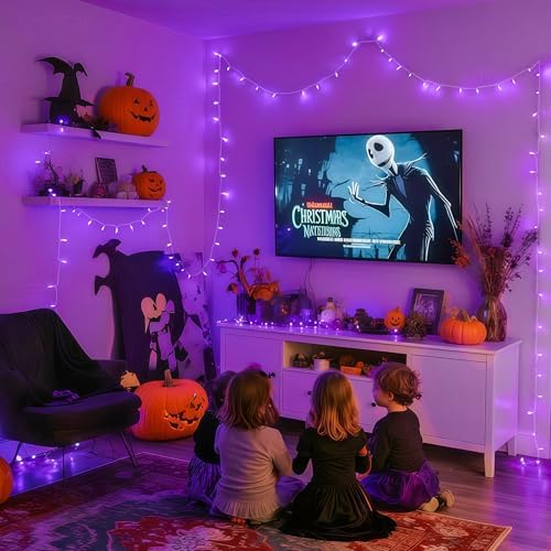 JMEXSUSS Connectable 8 Modes 100 LED Purple Halloween Lights Indoor Plug in - Image 2