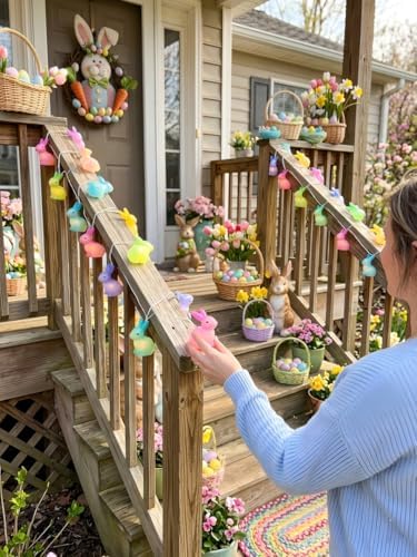 Easter Rabbit Decoration Lights Outdoor, 8.5 Feet Waterproof Bunny String Light with 10 Multicolor Rabbit Shaped Lights for Easter Indoor Bedroom Birthday Party Wedding Decor - Image 4