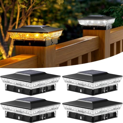 btfarm Solar Post Cap Lights, 2 Colors Modes, Fit 4x4 3.5x3.5 Wooden/Vinyl by btfarmdecorativelighting