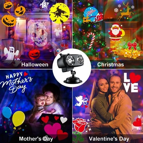 2026 Brighter Halloween Projector Lights,8 Patterns 10HD Slides (Ocean Wave & Patterns), 8 Themes Holiday Projectors with Remote for Halloween Decorations Outdoor or Indoors - Image 6