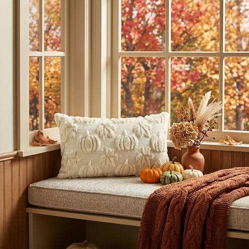 AVOIN colorlife Beige Pumpkin Fall Throw Pillow Covers 12x20 Inch - Image 3