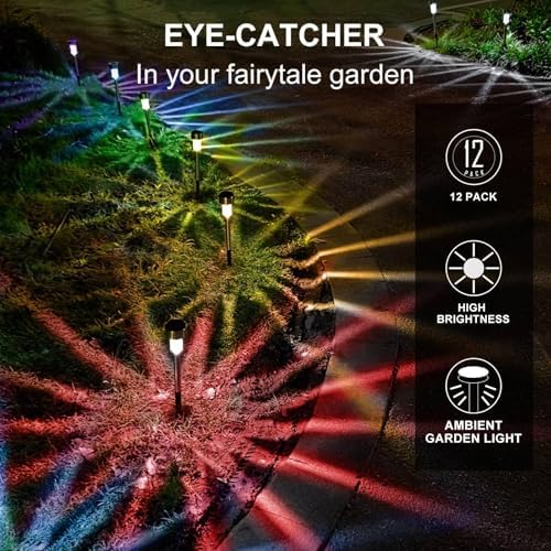 Solar Lights Outdoor Waterproof, Solar Garden Lights, Multicolor, 12 Pack - Image 4