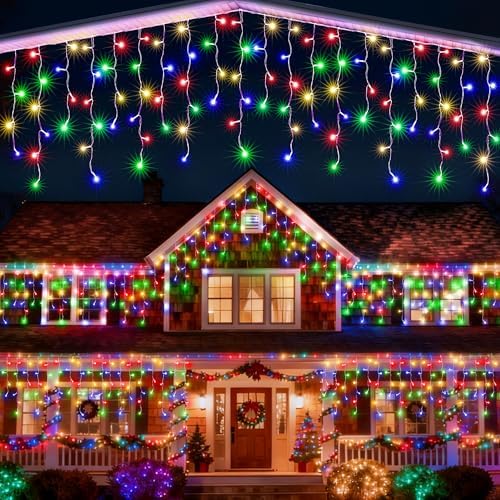 Joomer 19FT Christmas Icicle Lights Outdoor Connectable Multicolor by Joomer
