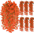 6 Pcs Fall Artificial Hanging Flowers for Outdoors, 30 Inch Burnt Orange Morning Glory Vines UV Resistant Fake Hanging Plants Silk Hanging Flowers for Garden Porch Patio Window Box Decor by Sariiraw