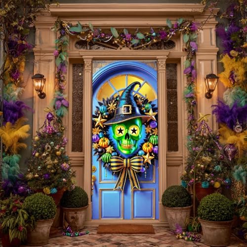 Witch Skull Wreath Halloween Door Banner, Front Door. - Image 2