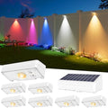 JOFIOS Solar Fence Lights Outdoor, 8 Pack, 50LM Ultra Bright, 3 Color Temperatures & RGB, IP65 Waterproof, Dusk-to-Dawn Solar Powered Fence Lights for Patio, Railing (White) by JOFIOS