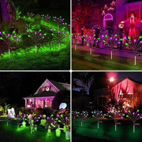 OZS 6Pack 48LED Solar Firefly Halloween Lights Outdoor for Party Decor - Image 6