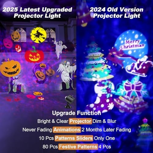 2026 Upgraded Halloween Projector, 8 Patterns (Ocean Wave & Patterns),8 Theme Waterproof Holiday Projector with Remote for Halloween,Christmas,Happy New Year - Image 5