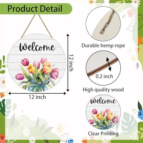 Spring Decorations for Home Spring Door Decor Mason Jar Tulip Wall Decor - Image 2
