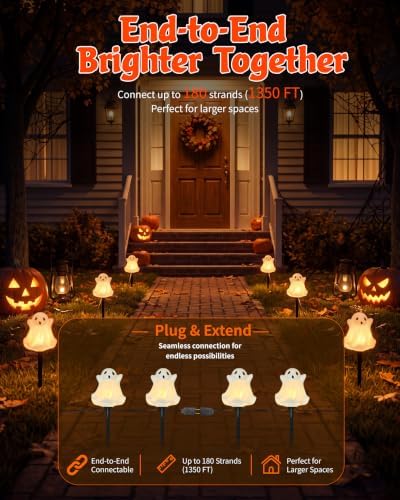 Halloween Pathway Lights Outdoor, 4PCS Light-Up Ghost Stake Lights - Image 5