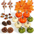 Artmag Pumpkin Decor Set, 25 PCS Fall Artificial Maple Leaves, Harvest Pumpkins, Acorns, Pine Cones and Orange Berry Stems Decorations for Fall Thanksgiving Table Decor by Artmag