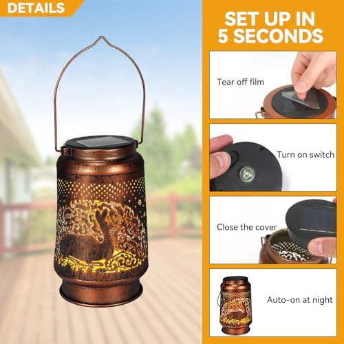 2 Pack Deer Solar Lanterns Outdoor Waterproof, Birthday Gifts for Women - Image 4