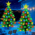 2 Pack 3.6Ft Solar Christmas Tree with 100 Snowflake Lights, Waterproof Christmas Decorations Outdoor, Solar Christmas Lights Outdoor Xmas Tree for Yard, Pathway, Porch, Cemetery, Holiday Decor by HUGSVIK