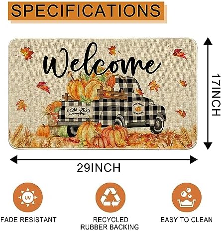 Hexagram Fall Door Mat 17x29, Fall Doormat Outdoor, Autumn Welcome Mat - Image 3