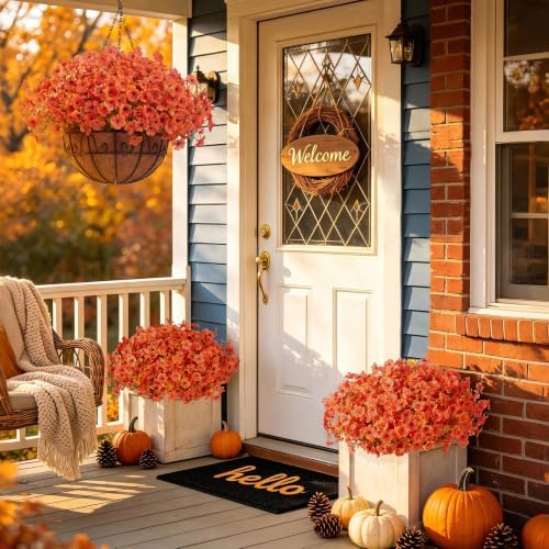InnoGear Artificial Hanging Flowers for Outdoors Baskets Fall Decor, Orange - Image 6
