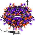 300 LED Halloween String Lights, 98.5FT with 8 Modes, Waterproof, Plug in for Indoor/Outdoor Party Decorations (Purple & Orange) by LJLNION