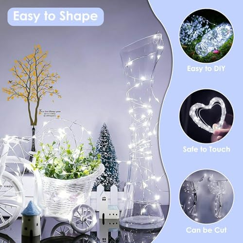 33FT 100 LED Fairy Lights Plug in, 8 Modes Twinkle Lights Cool White - Image 4